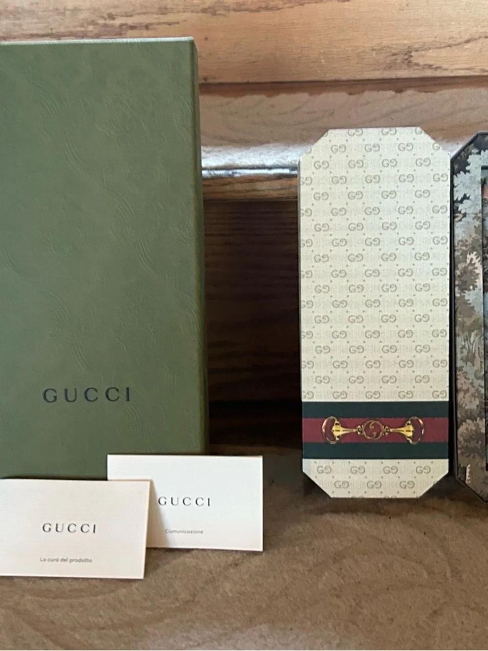 Gucci Green Box with Patterned Pencil Tin and Decorative Pencils